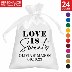 Love is Sweet PERSONALIZED Satin Bags - 24 PK